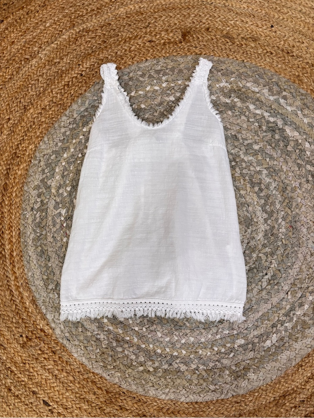 Crochet-Trim White Tank Top for Women